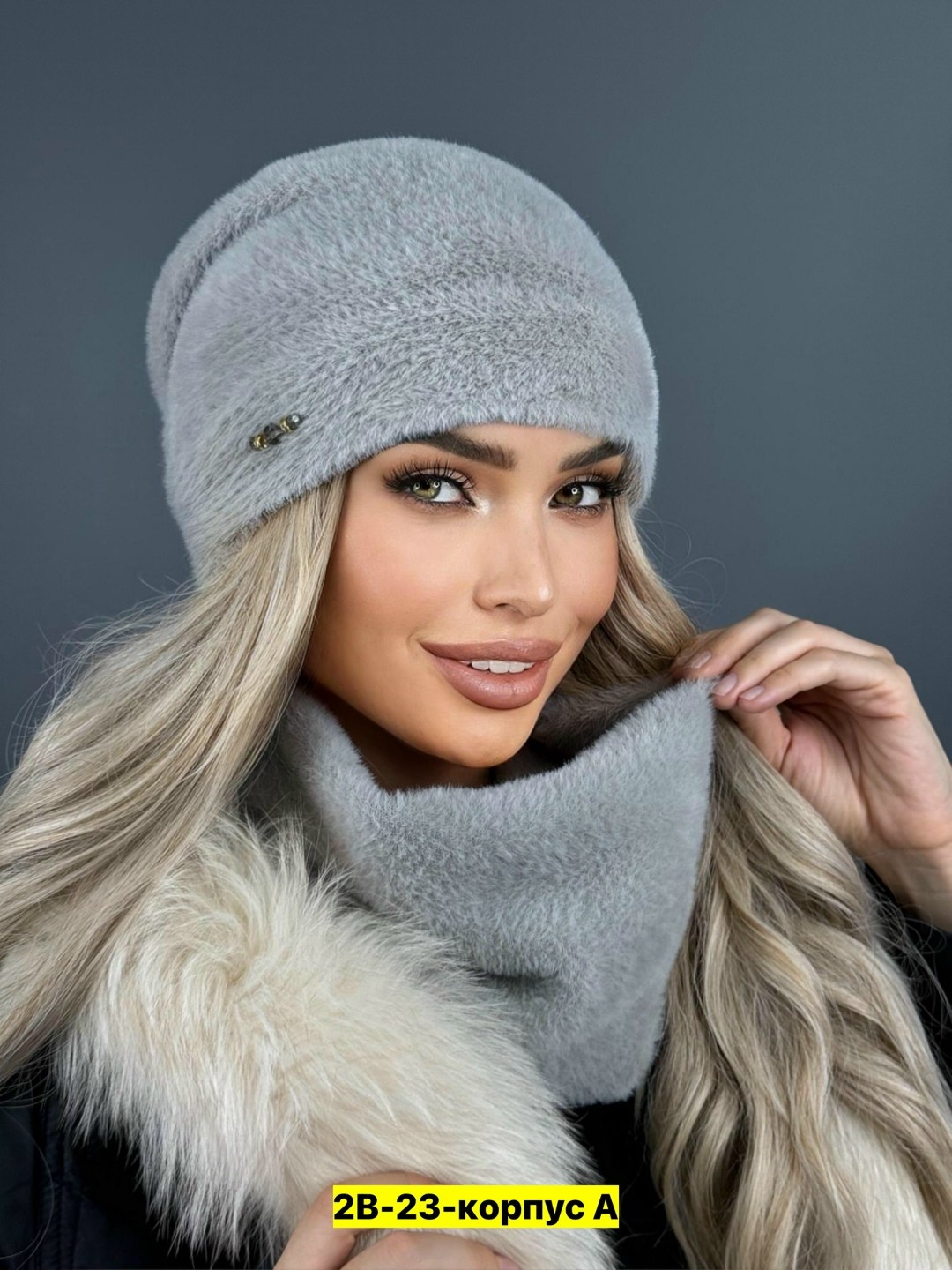 шапка женская комплект,комплект шапка снуд,шапка женская из ангоры,комплект шапки,шапка ангоровая со снудом теплая