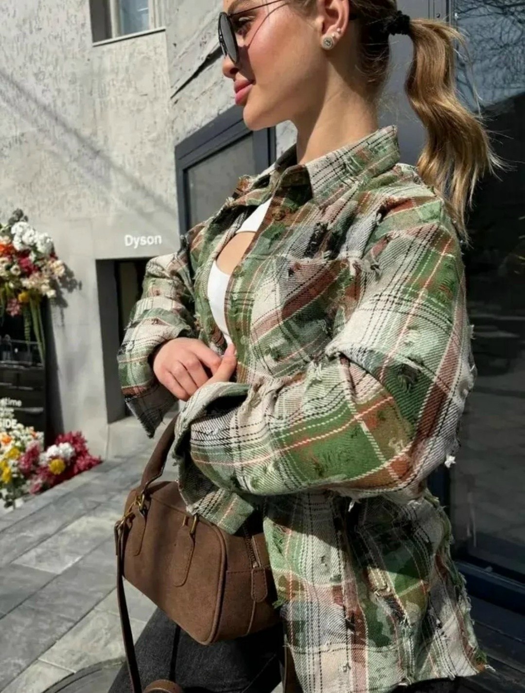 рубашка в клетку оверсайз варенка umalook,рубашка женская в клетку,рубашка в клетку оверсайз рваная,рубашка в клетку удлиненная,рубашка оверсайз в клетку рваная dream shop one love