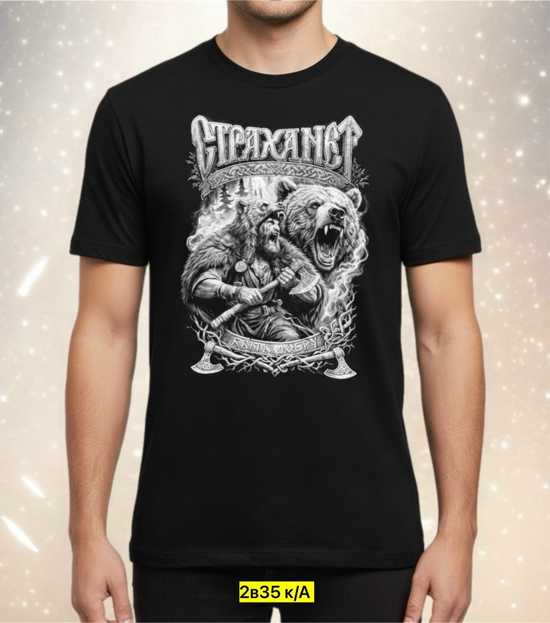 славянские футболки,футболка медведь,мужские футболки,футболка боевая россия,футболка арт-империя викинг размер xxl черный