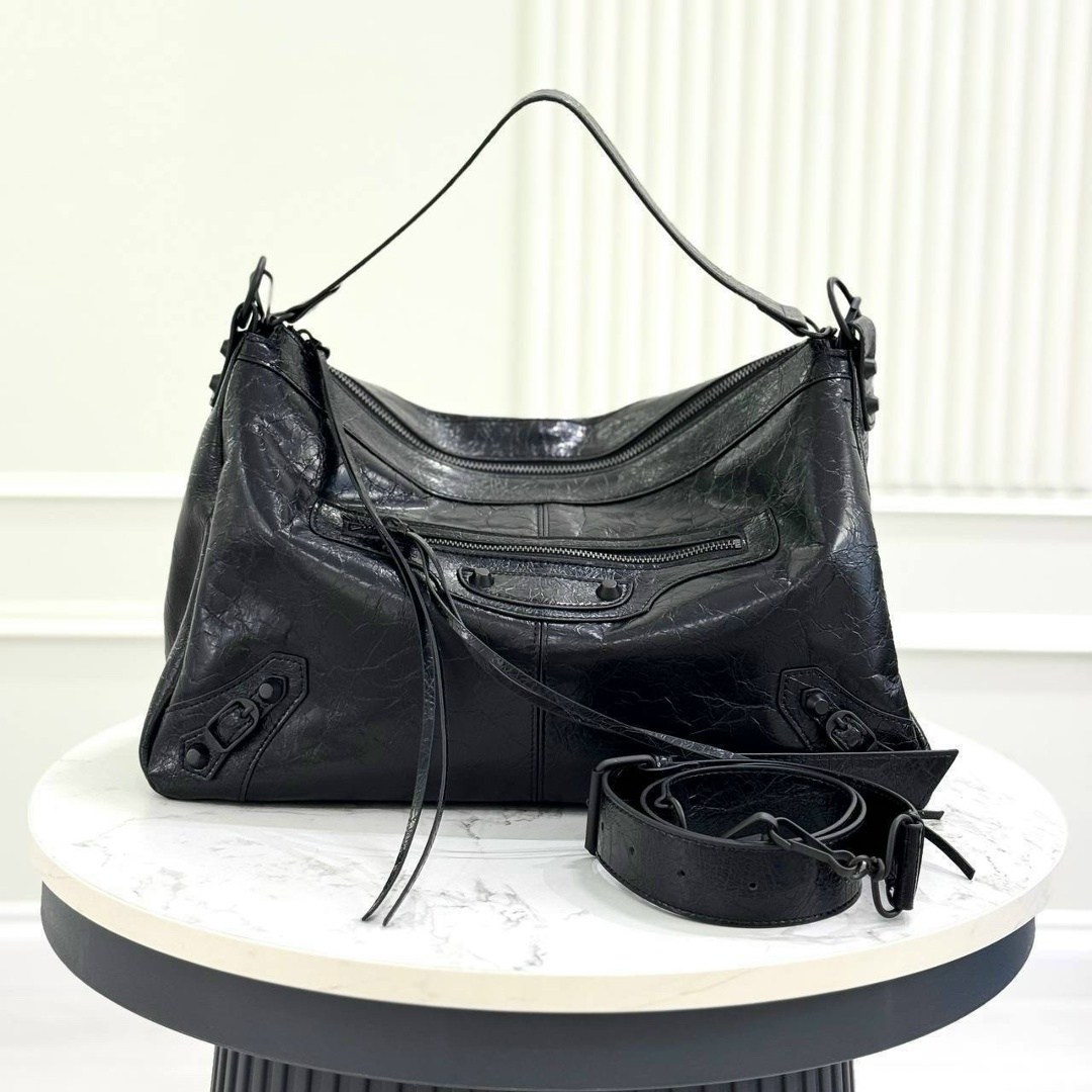 сумка баленсиага,сумка balenciaga,модная сумка,сумка,сумка женская хобо afina 739 из натуральной кожи лаковая черная