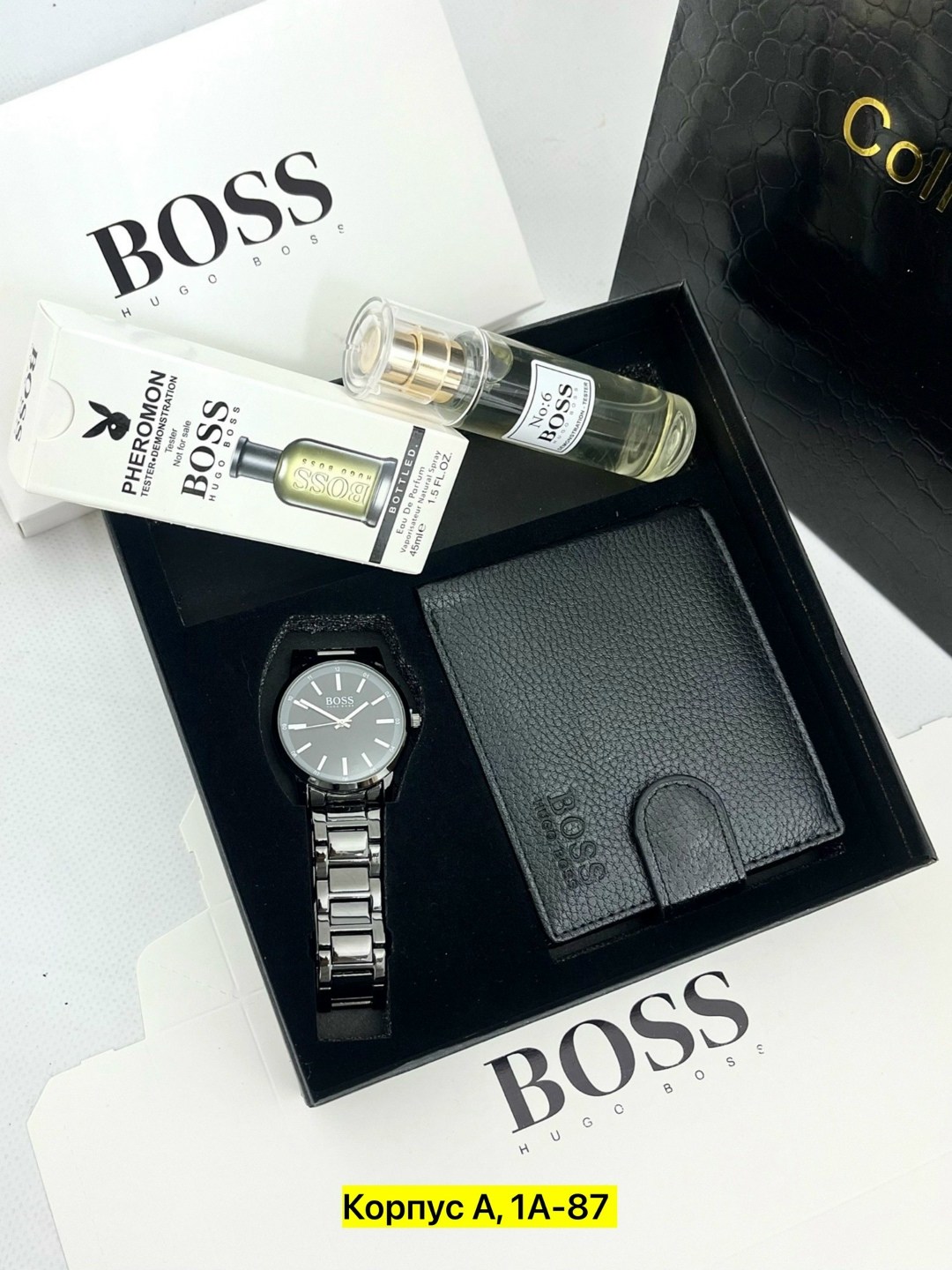 мужской кошелек hugo boss,подарочный набор мужской,подарочный набор boss,мужские наборы,мужской набор hugo boss