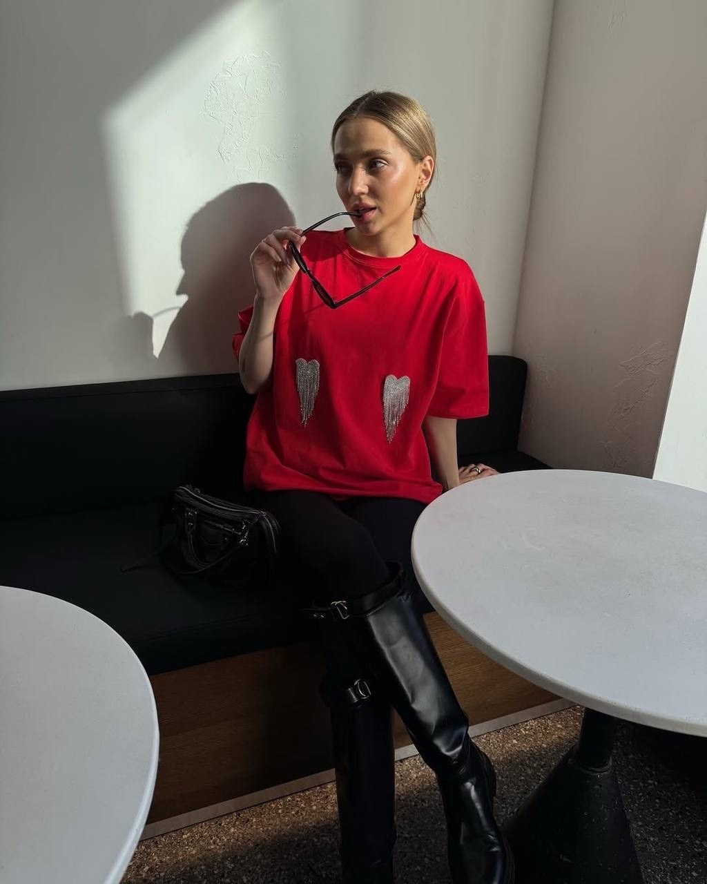 футболки оверсайз с принтами,женская футболка оверсайз,красная футболка оверсайз,красная футболка женская,футболки женская оверсайз с принтом