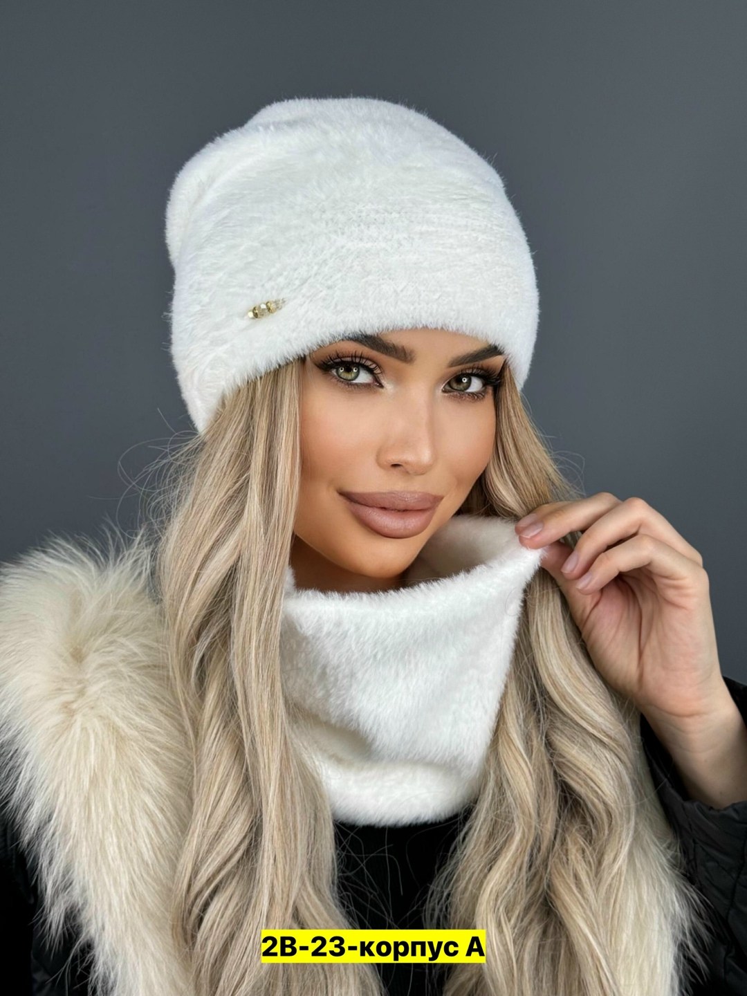 шапка женская комплект,комплект шапка снуд,шапка женская из ангоры,комплект шапки,шапка ангоровая со снудом теплая