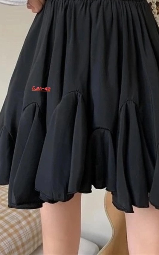 юбка мини,чёрная женская юбка,юбка,юбка с оборками,юбка в корейском стиле