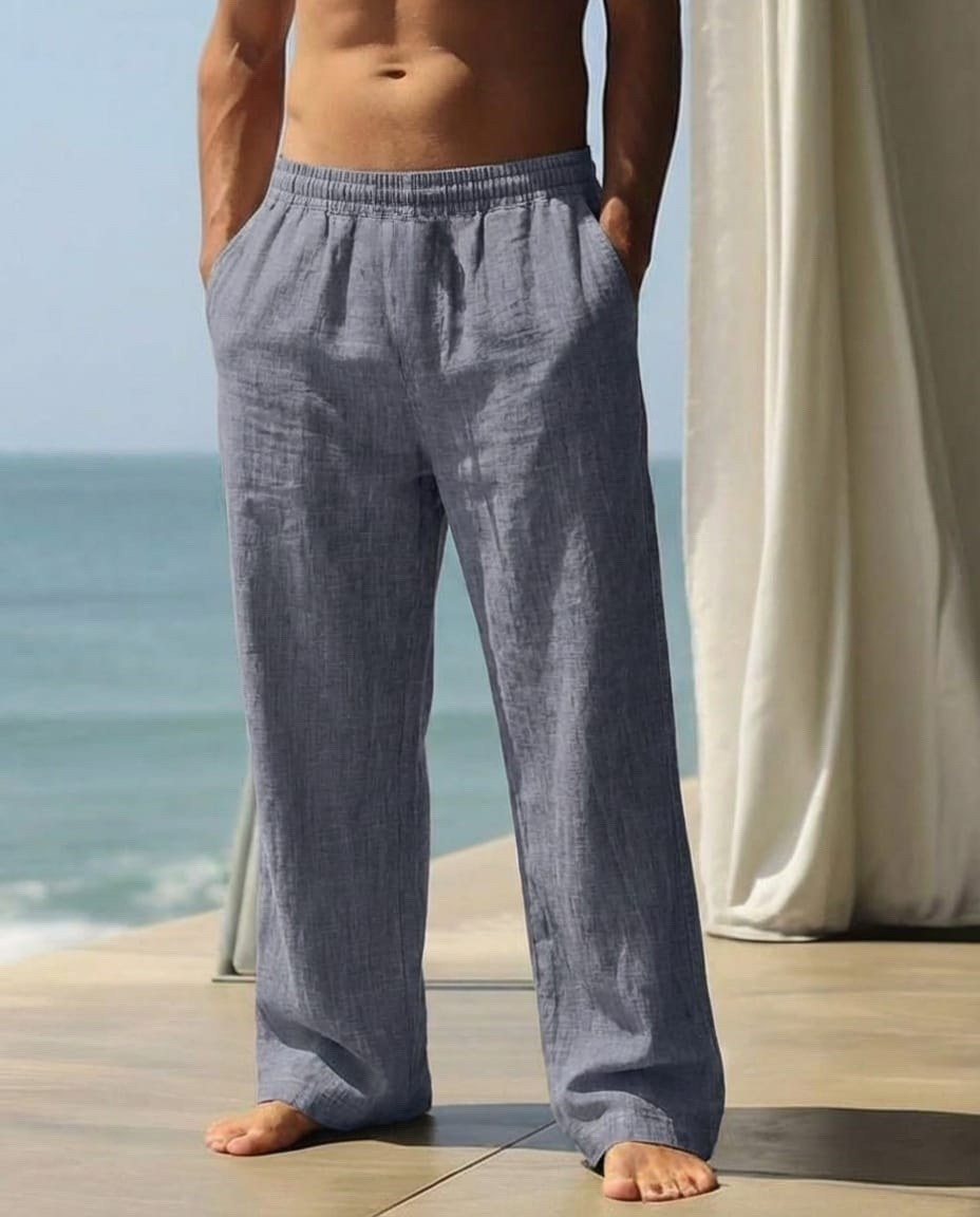 летние мужские льняные брюки,льняные брюки,мужские льняные брюки,брюки мужские,мужские летние хлопково-льняные длинные брюки