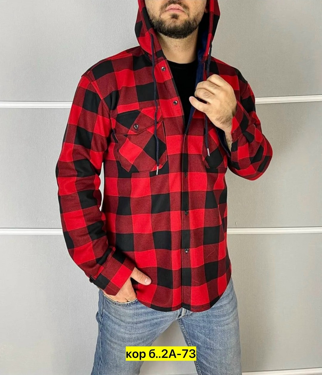 рубашка утепленная,рубашка теплая на меху,мужская рубашка,рубашка в клетку с капюшоном,рубашка в клетку мужская