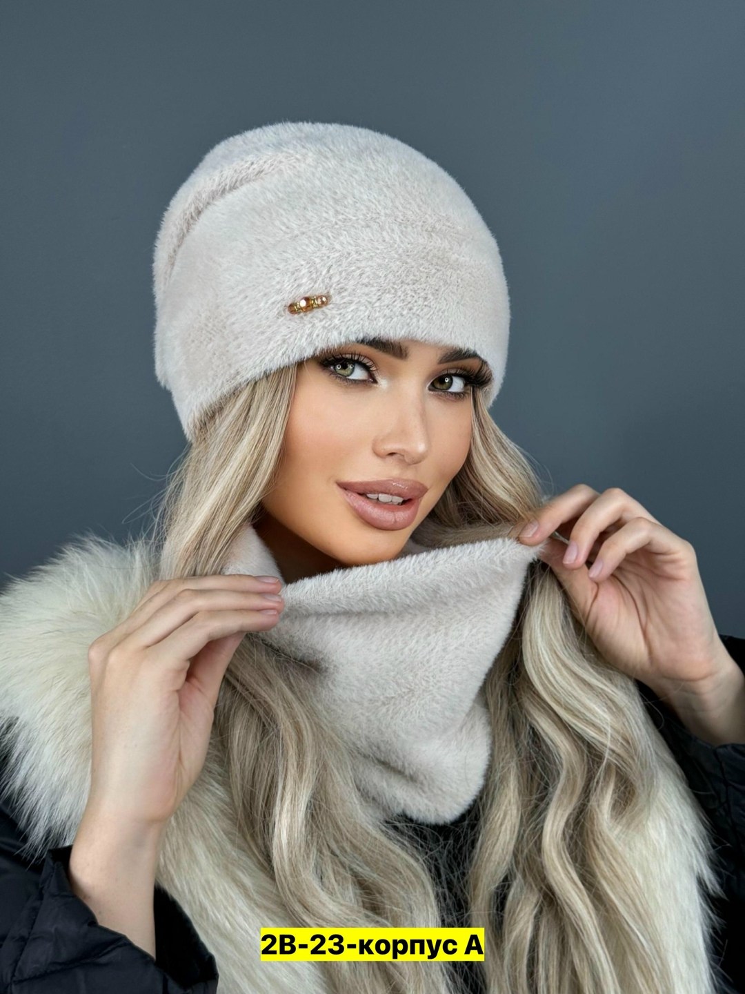 шапка женская комплект,комплект шапка снуд,шапка женская из ангоры,комплект шапки,шапка ангоровая со снудом теплая