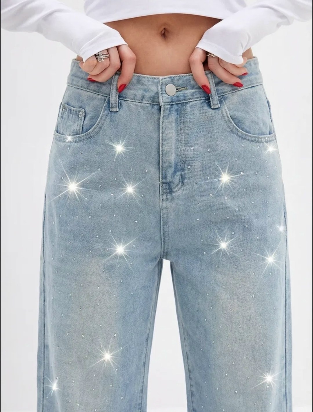 женщины светло -голубые джинсы y2k harajuku,широкие джинсы,модные джинсы,джинсы со стразами,джинсы женские