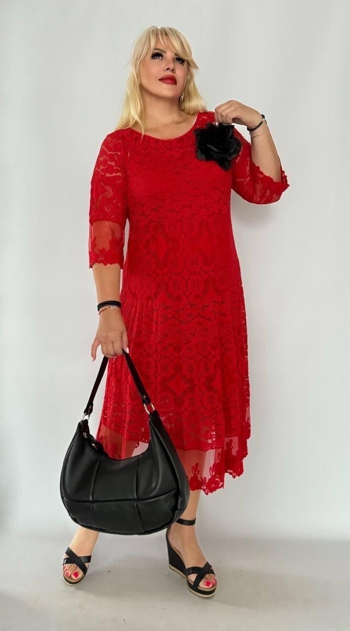 платье кружевное,платье анастасия 977 красный размер 52,платья гипюр,вечернее платье anastasia 977 красный,платье с гипюром для полных