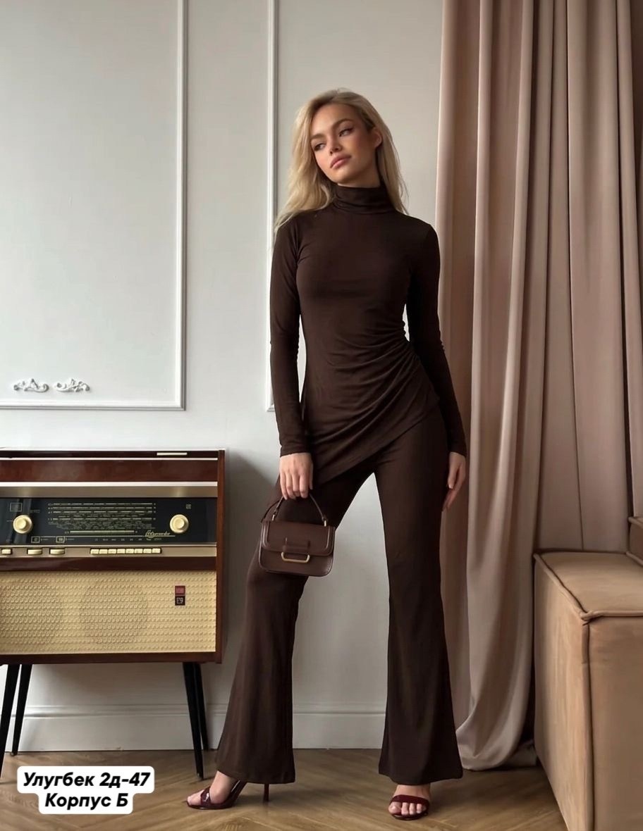 брючный костюм,коричневый костюм,женские брючные костюмы,брючный костюм с вставками,