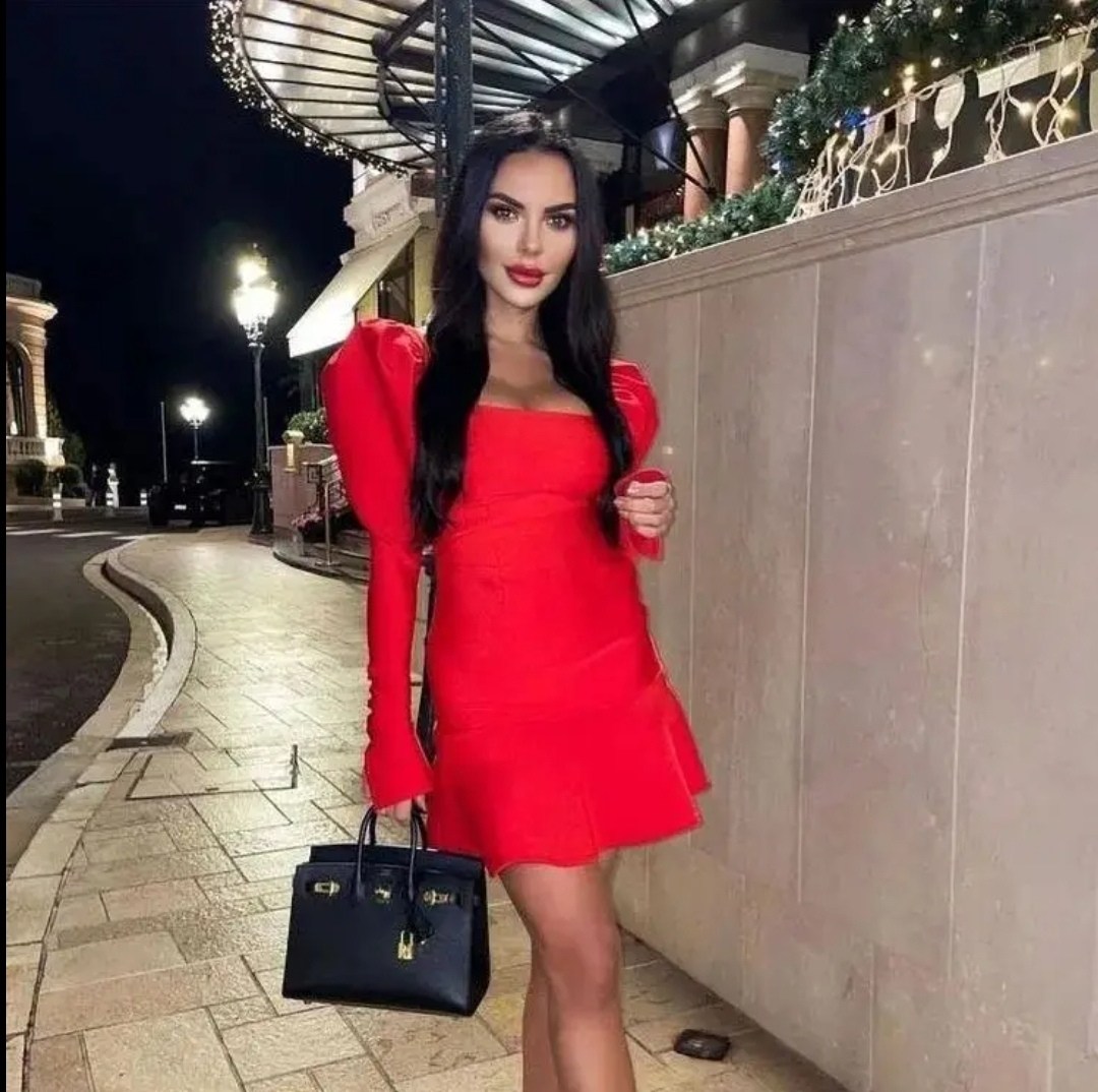 модное платье,платье стильное,красное платье,женское платье с длинным рукавом-фонариком красное,мини платье