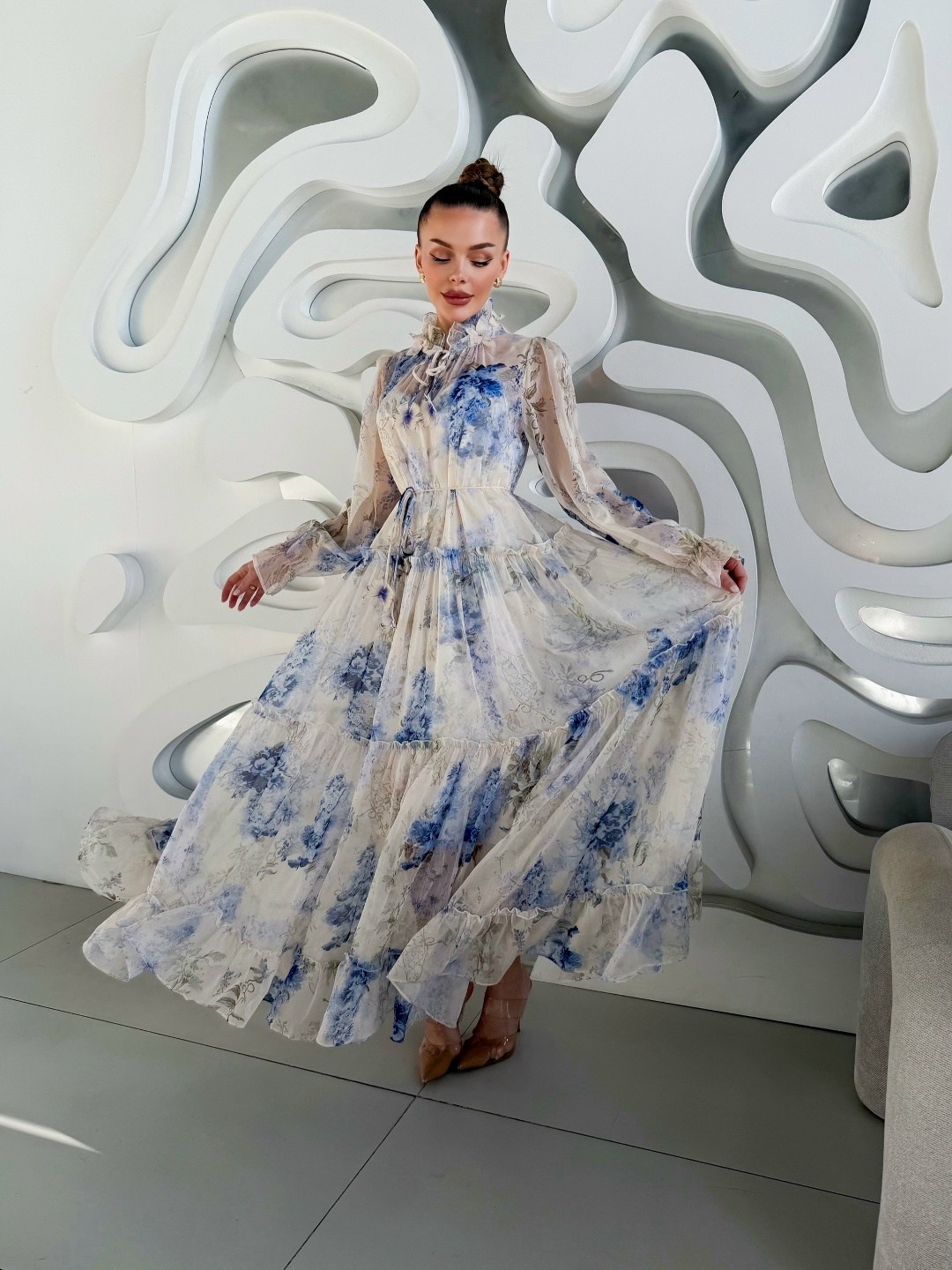 шифоновое платье,женское шифоновое платье,шифоновое платье с принтом,платье,шифоновое платье макси