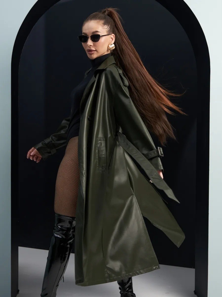 плащ тренч кожаный,тренч кожаный,модные кожаные плащи 2026,длинный плащ тренч,кожаные плащи