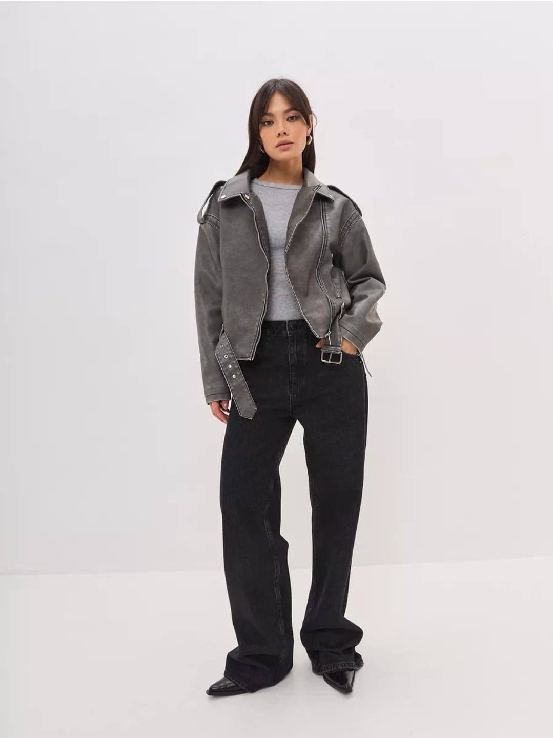 косуха винтажная куртка кожаная oversize серая monyken,кожаная куртка косуха,косуха женская куртка кожаная оверсайз,куртка косуха,косуха оверсайз куртка