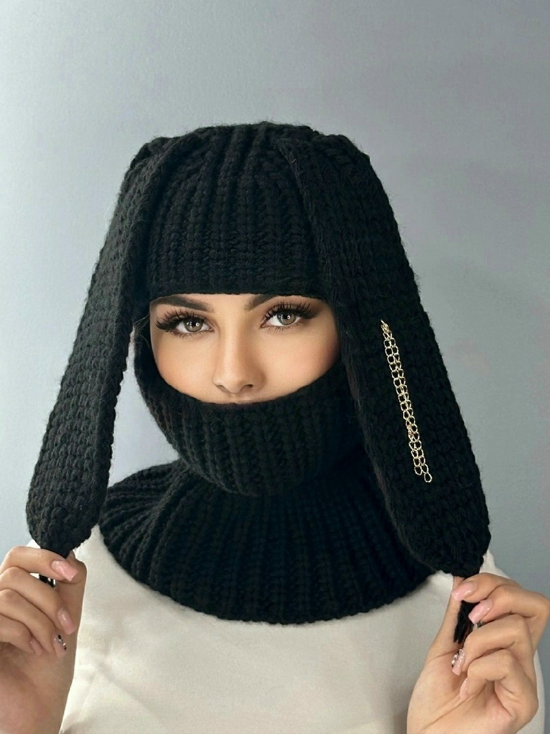 балаклава зайка вязаная,балаклава женская с ушками зайки вязаная,балаклава зайка,вязаная балаклава,балаклава с ушками зайца вязаная