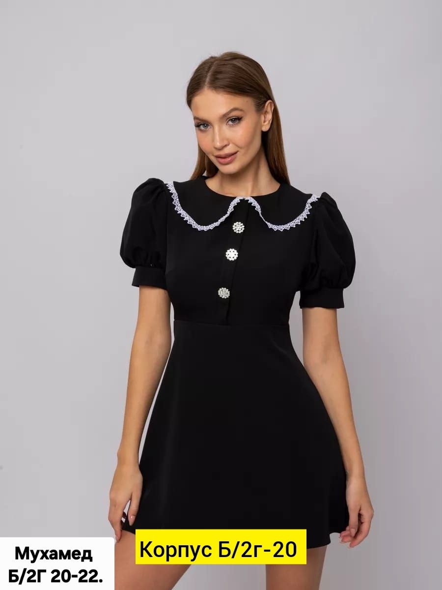 платье женское,женское платье с воротником,платье с воротником,платье короткое с кружевным воротником kapashova 214017569,платье женское черное с белым воротником