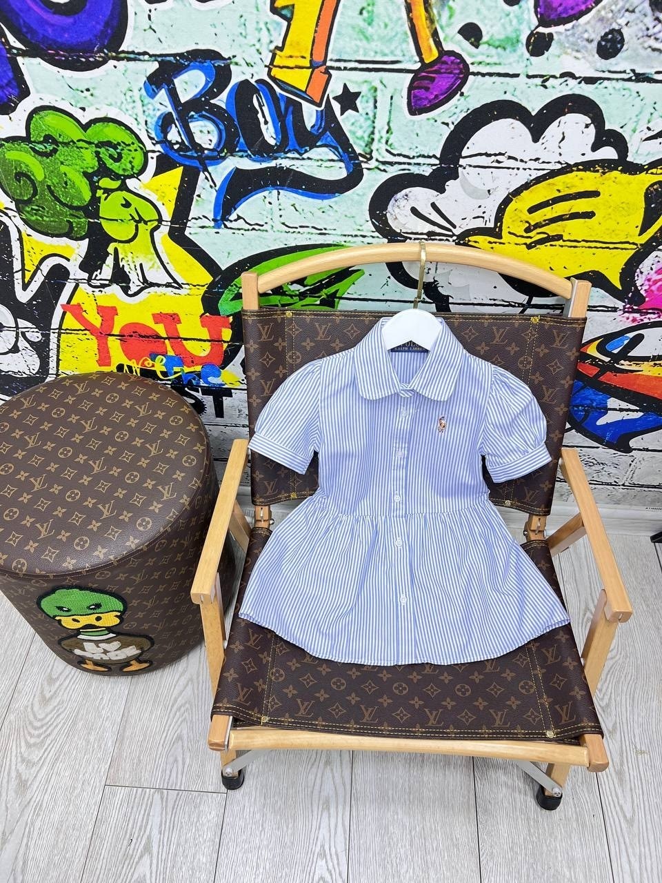 платье рубашка для девочки,голубое хлопковое платье в полоску для девочек от ralph lauren,для девочек платья,платья детские,платья для малышей