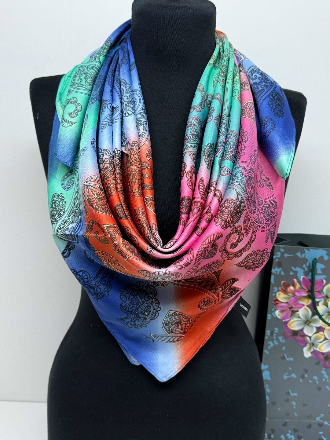 шарф платок шелковый,платки шелковый на голову и шею,платок женский косынка,шелковые платки,платки шарф