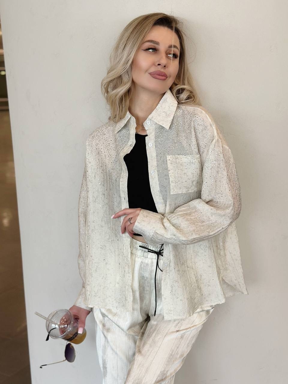 блуза,женская рубашка,женская блуза,блузка женская,рубашка нарядная с пайетками на стойке verita 2337.1