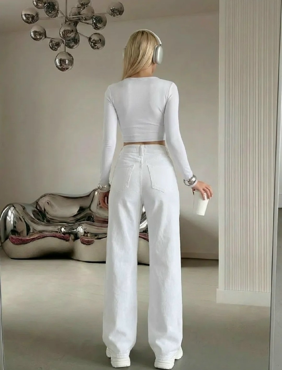 белые джинсы,джинсы женские белые,джинсы прямые трубы широкие jazzyclo 414542047,джинсы трубы женские,белые джинсы прямые