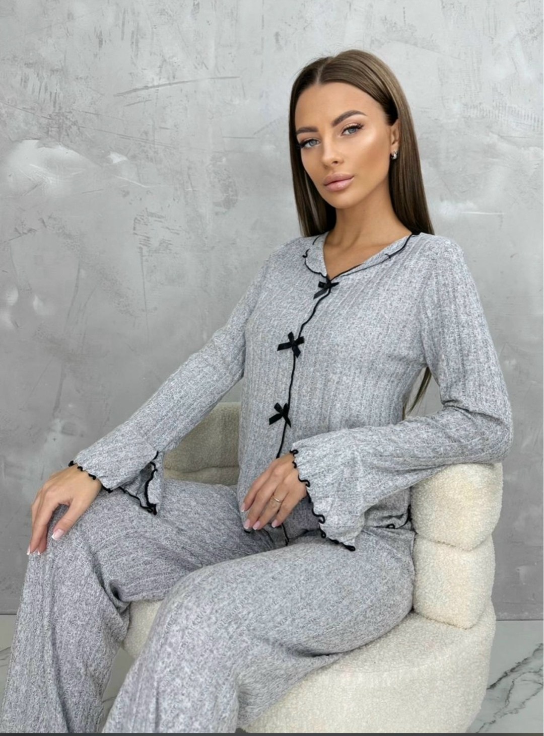 пижамный комплект с длинными рукавами,пижама женская,пижама с длинными рукавами и брюками,комплект домашней одежды пижама,вязаные костюмы