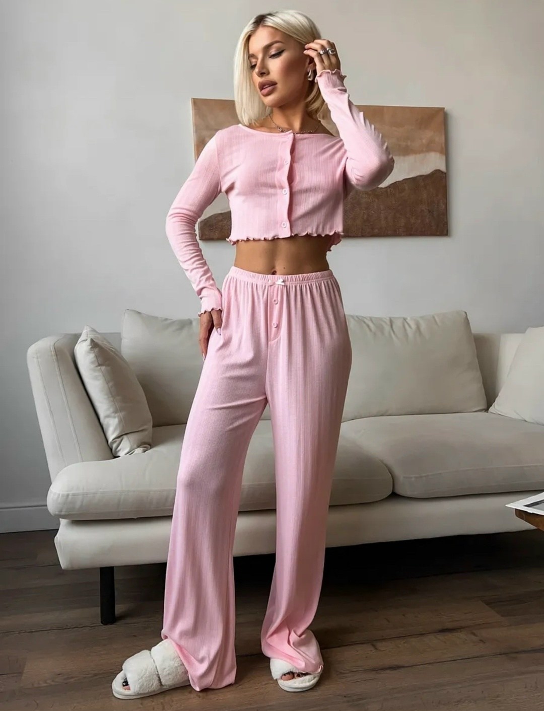 пижама с лонгсливом и штанами style pajamas,пижама женская 1215 розовая s,пижама с лонгсливом и штанами style pajamas персиковый мусс,karolina 1215 персиковая пижама,женская пижама