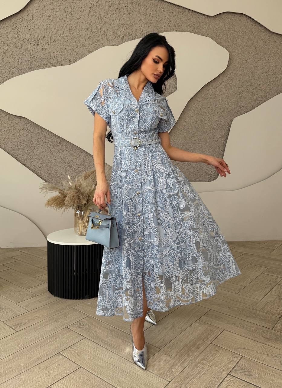 платья,нарядное платье,платье с поясом,кружевное платье,платье голубое