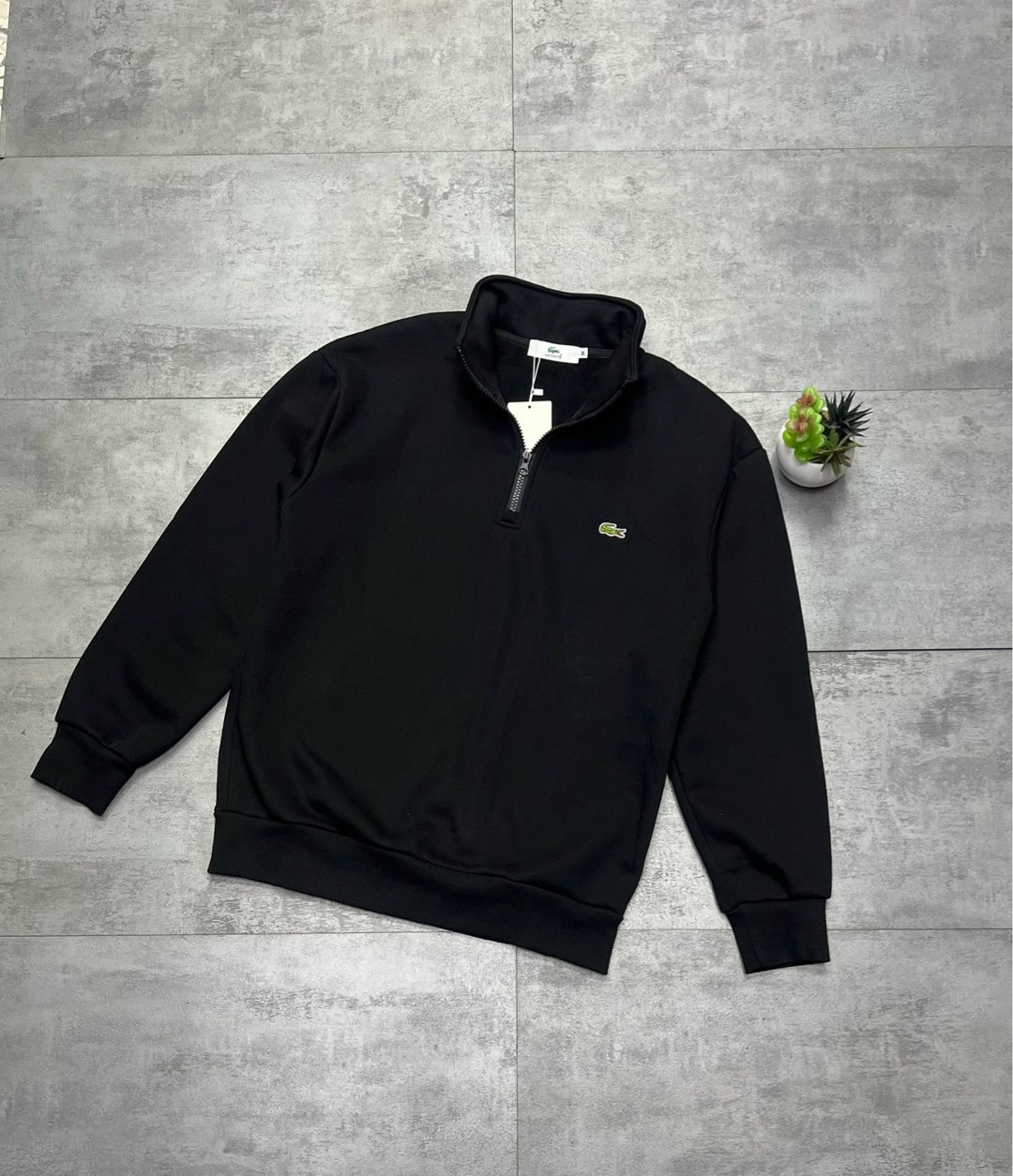 свитшот lacoste,кофта lacoste,мужская кофта,толстовка мужская lacoste casual черная xl,lacoste толстовка с высоким воротником черный