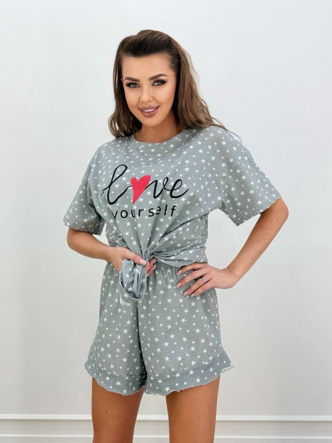 пижама женская с шортам,пижама с шортами хлопок deby do 241962925,женские пижамы,пижама женская трикотажная,пижама женская с шортами хлопок