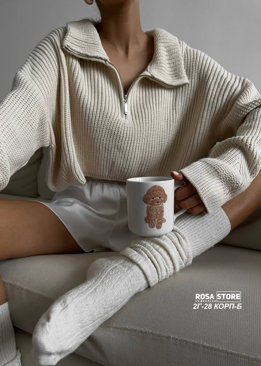 свитер женский,свитер укороченный оверсайз с горлом на молнии кк fashion,свитер кофта,свитер укороченный оверсайз с горлом на молнии кк fashion цвет серый,женские кофты