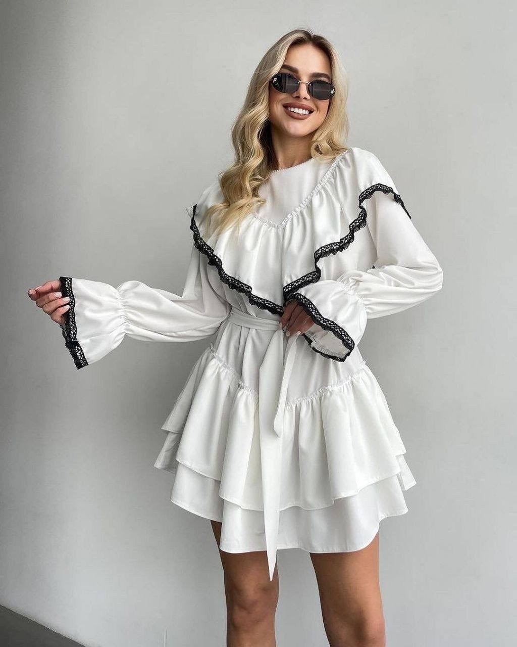 платье с рюшами,стильное платье,платье,платье с оборками,платье женской