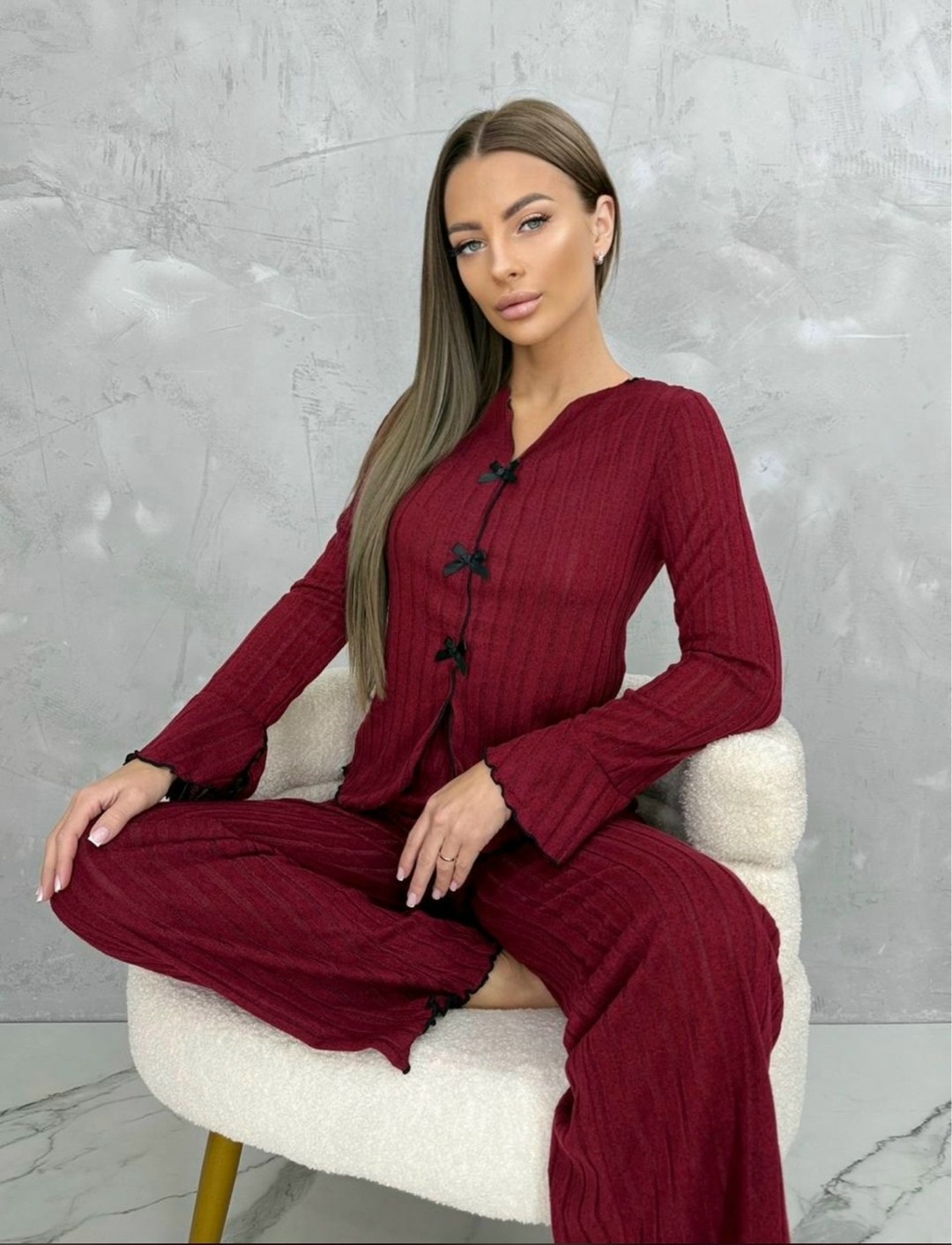 пижамный комплект с длинными рукавами,пижама женская,пижама с длинными рукавами и брюками,комплект домашней одежды пижама,вязаные костюмы