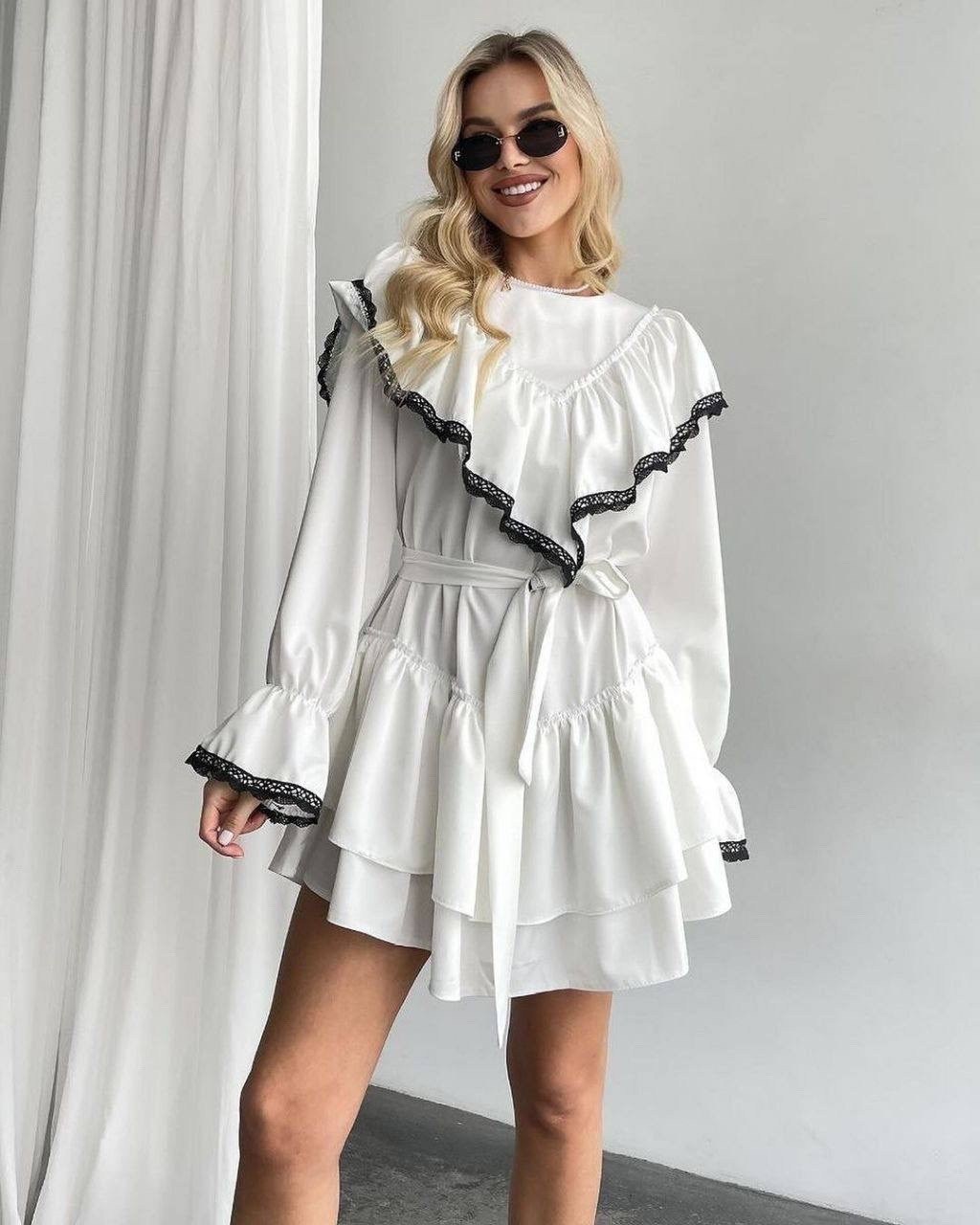 платье с рюшами,стильное платье,платье,платье с оборками,платье женской