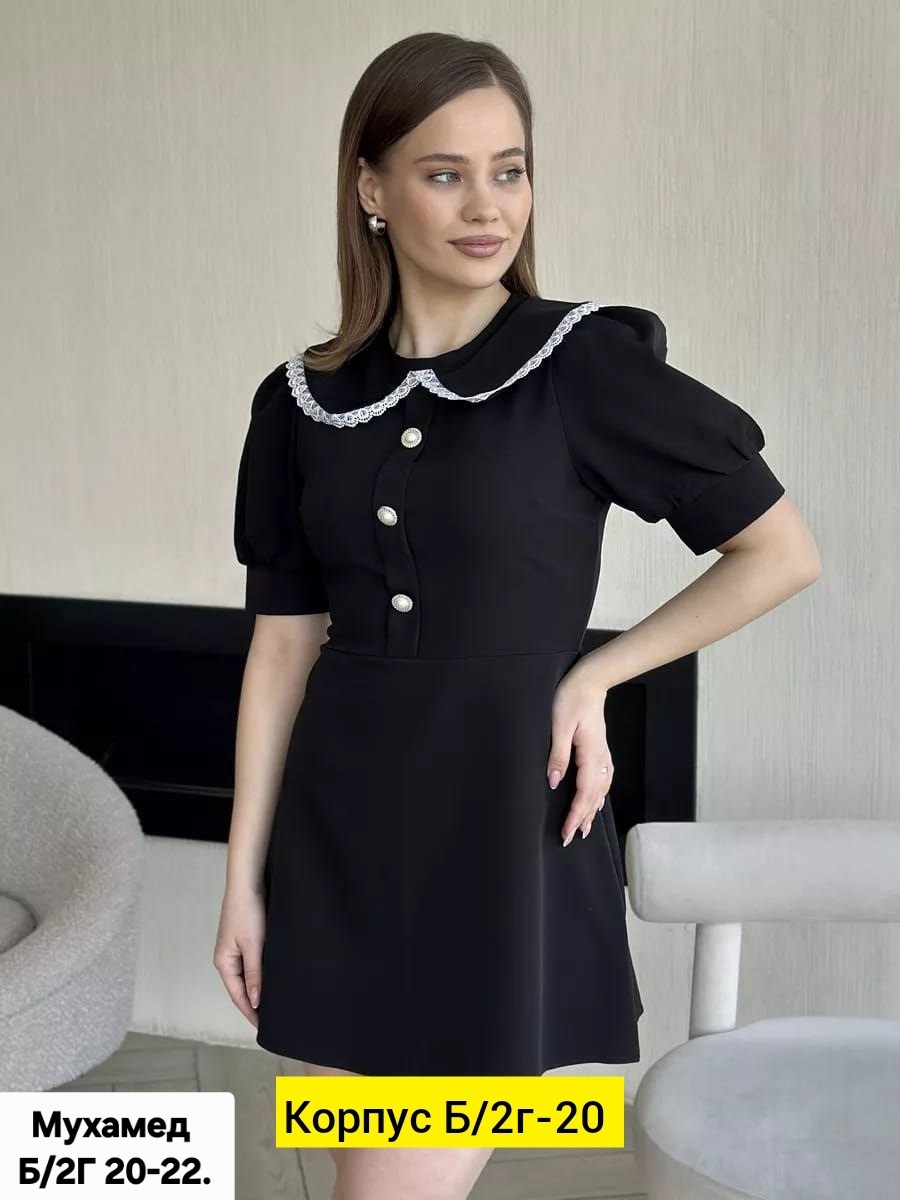 платье женское,женское платье с воротником,платье с воротником,платье короткое с кружевным воротником kapashova 214017569,платье женское черное с белым воротником
