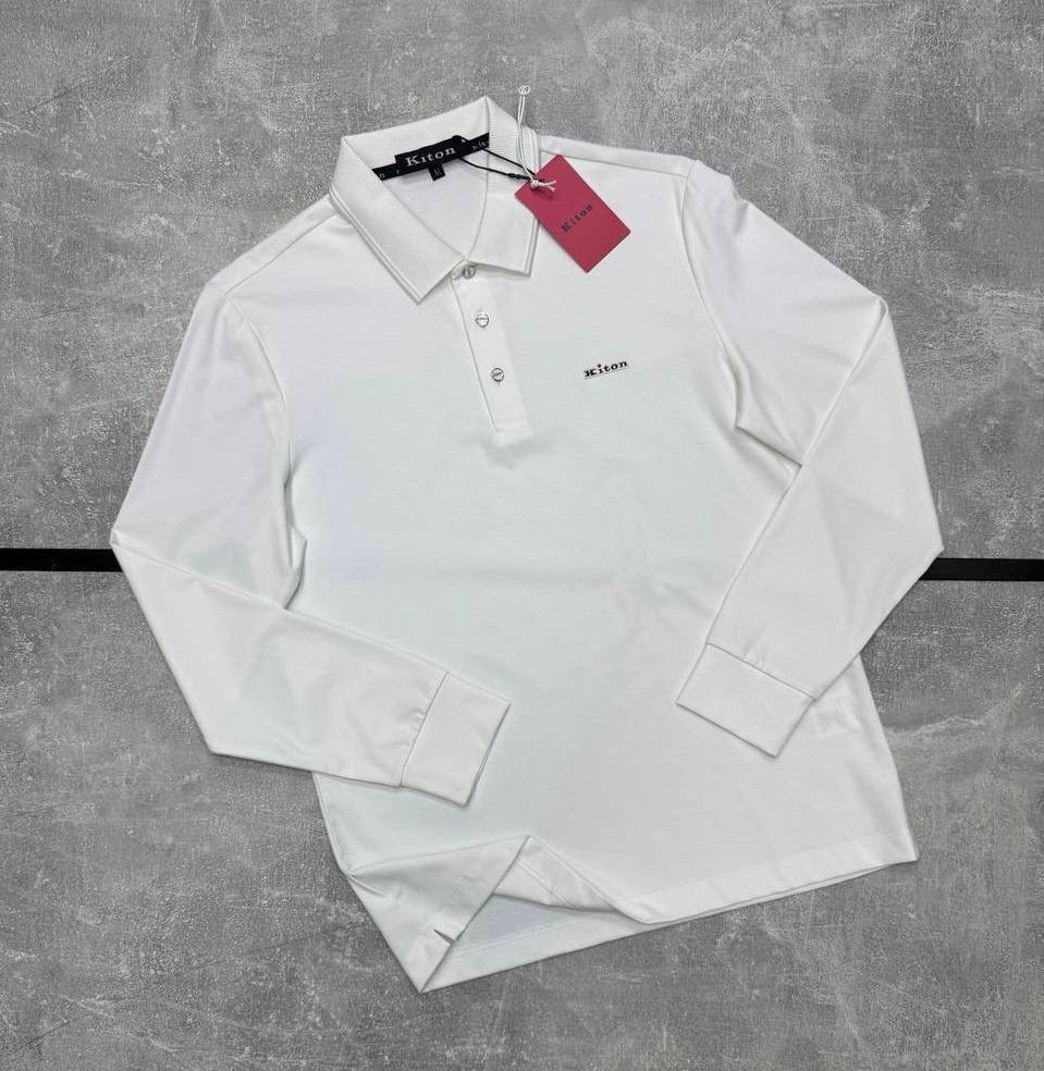 поло с длинным рукавами,kiton поло kiton,белая кофта,кофта поло