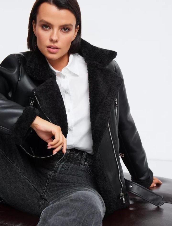 дубленка авиатор короткая vittoria vicci,дубленка искусственная vittoria vicci,женская дубленка,дубленка демисезонная женская,дубленка vittoria vicci черный