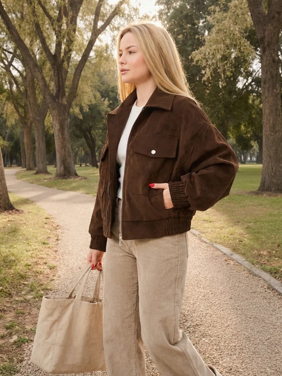 замшевая куртка,женская куртка бомбер из эко замши коричневого цвета,вельветовая куртка,куртка бомбер,женская вельветовая куртка