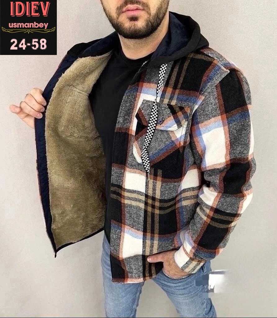рубашка на меху с капюшоном,рубашка утепленная на меху зимняя в клетку,толстовка рубашка теплая арт. 11599010,рубашка теплая на флисе,рубашка с капюшоном
