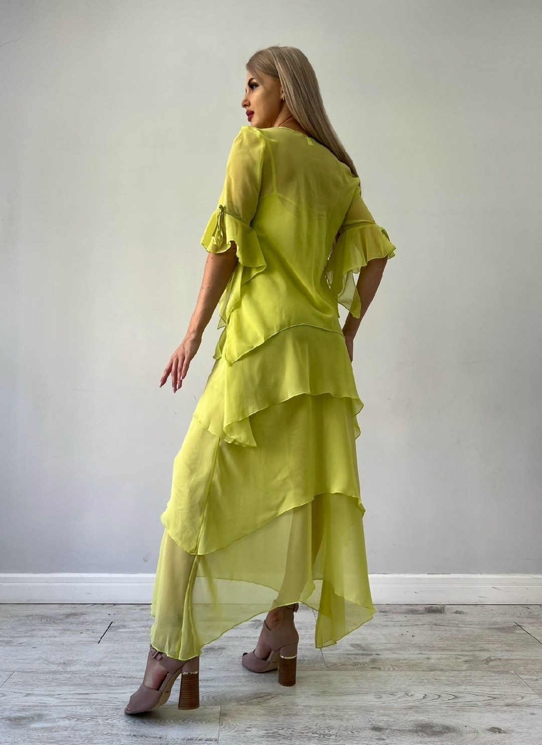 атласное платье,платье макси с оборками,платье женской,платье с оборками,платье шифон