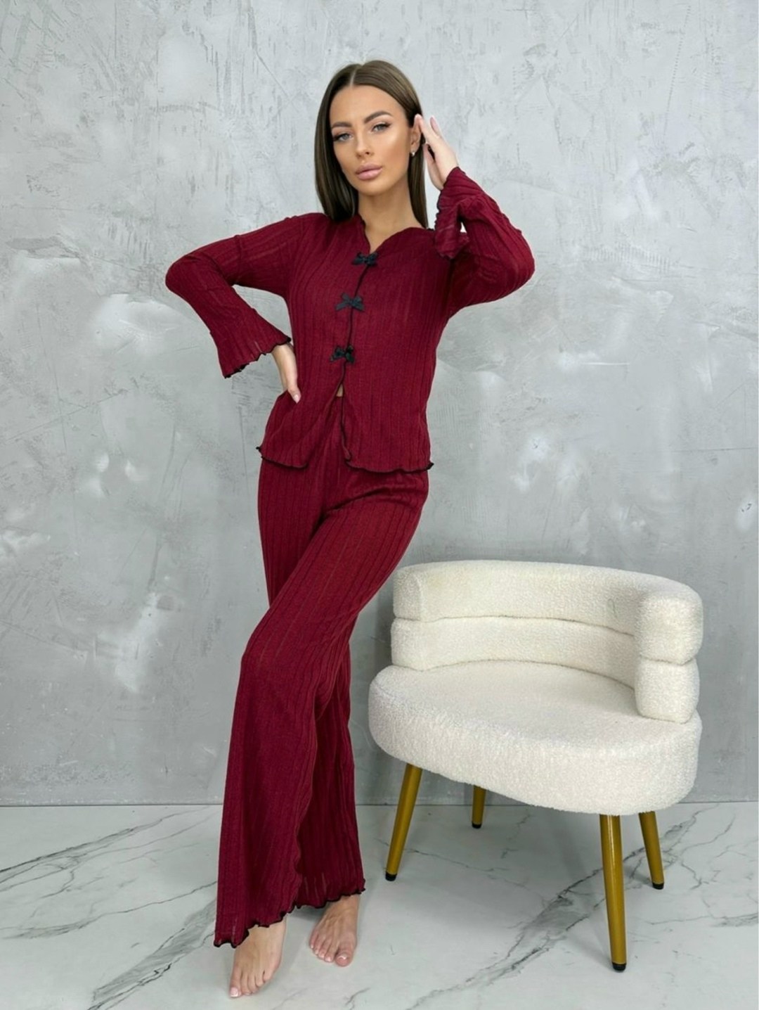 пижамный комплект с длинными рукавами,пижама женская,пижама с длинными рукавами и брюками,комплект домашней одежды пижама,вязаные костюмы