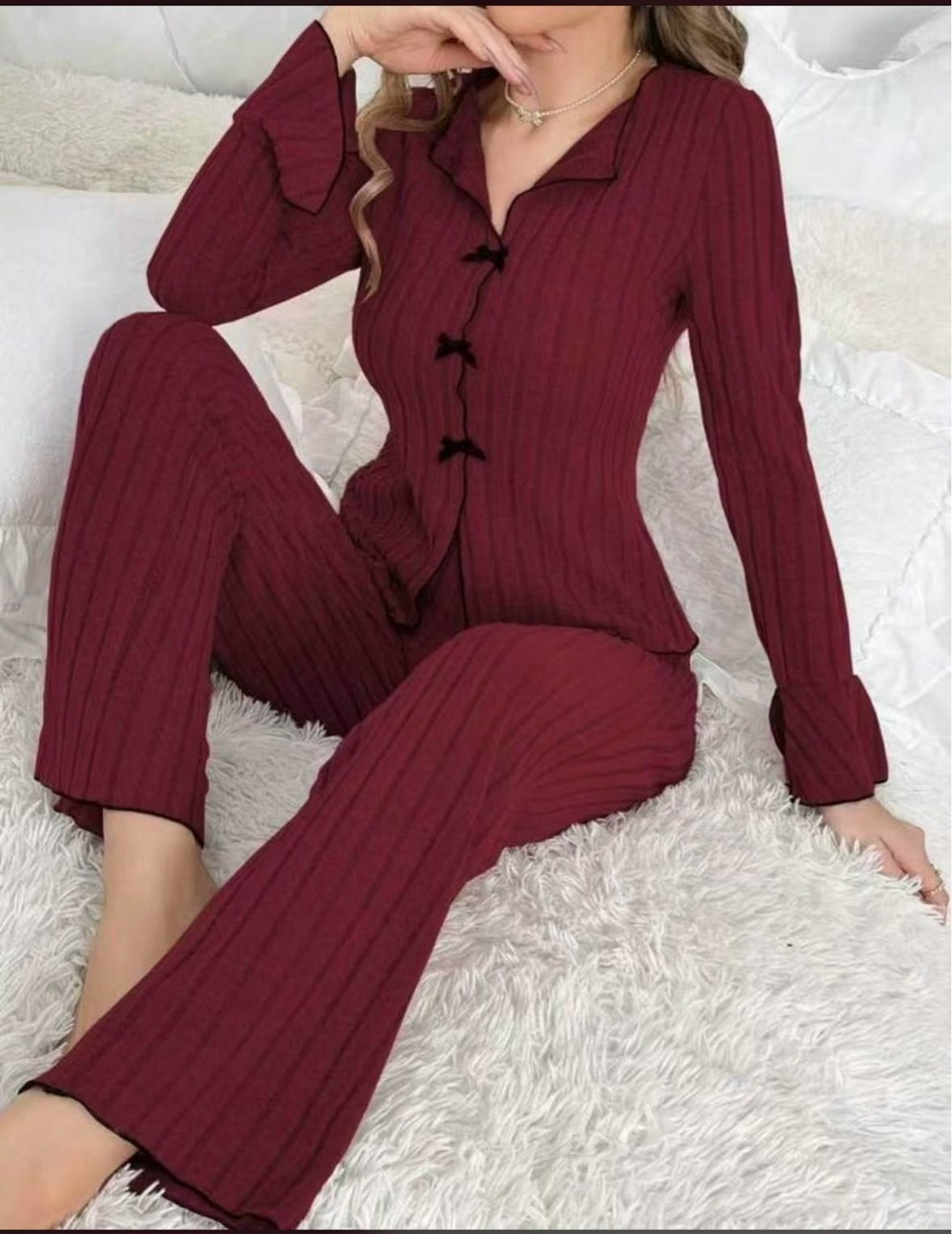 пижамный комплект с длинными рукавами,пижама женская,пижама с длинными рукавами и брюками,комплект домашней одежды пижама,вязаные костюмы