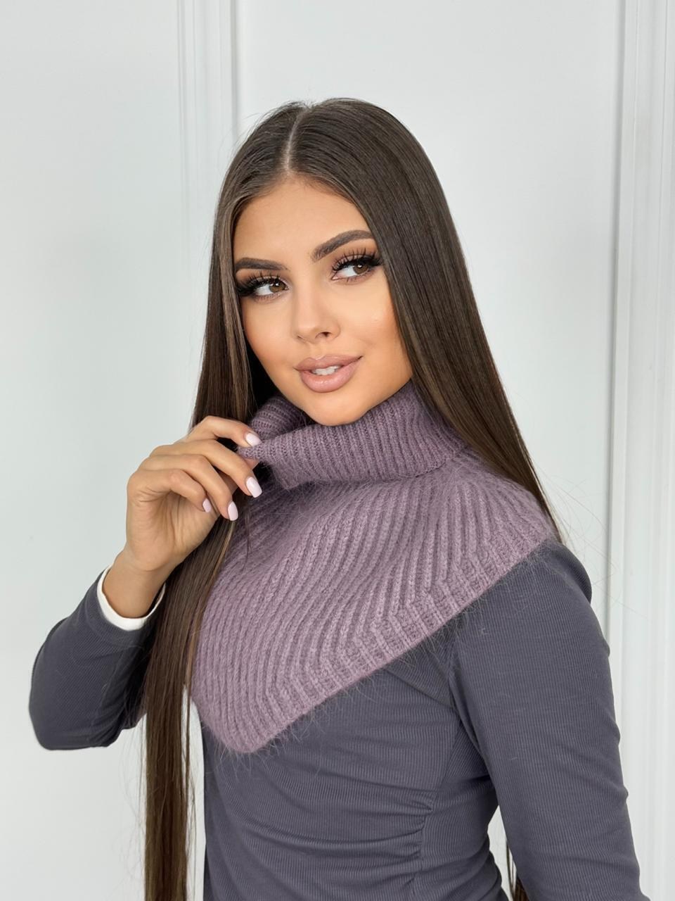 вязаная манишка,снуд женский,снуд,шарф снуд,манишка