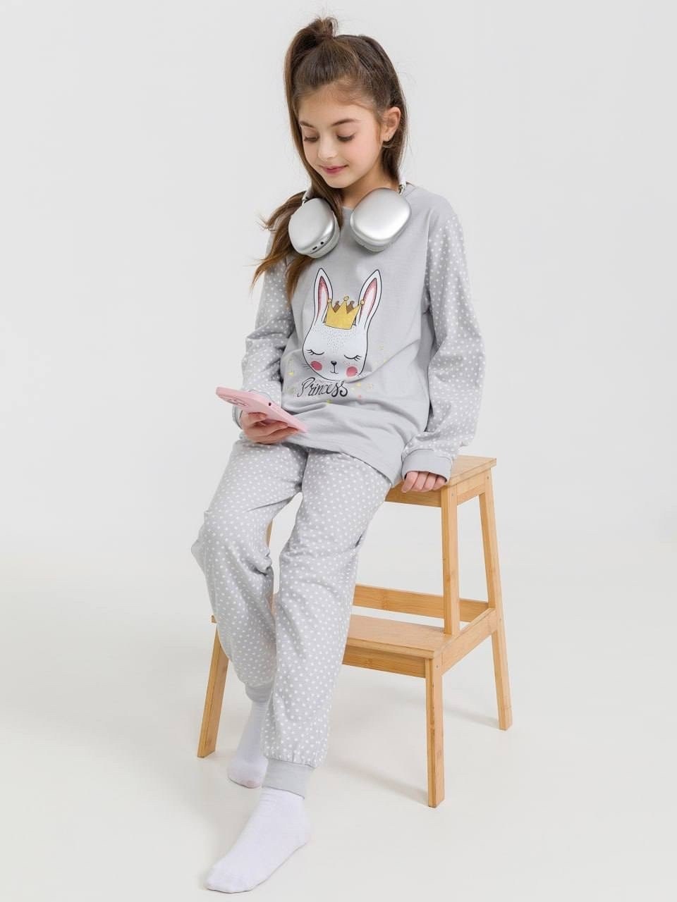 пижама для девочки kogankids пудровый набивка зайчики,пижама kogankids 371-313-39 светло-розовый,пижама для девочки цвет розовый рост 98 см,пижама для девочки kogankids пудровый набивка зайчики 128 /