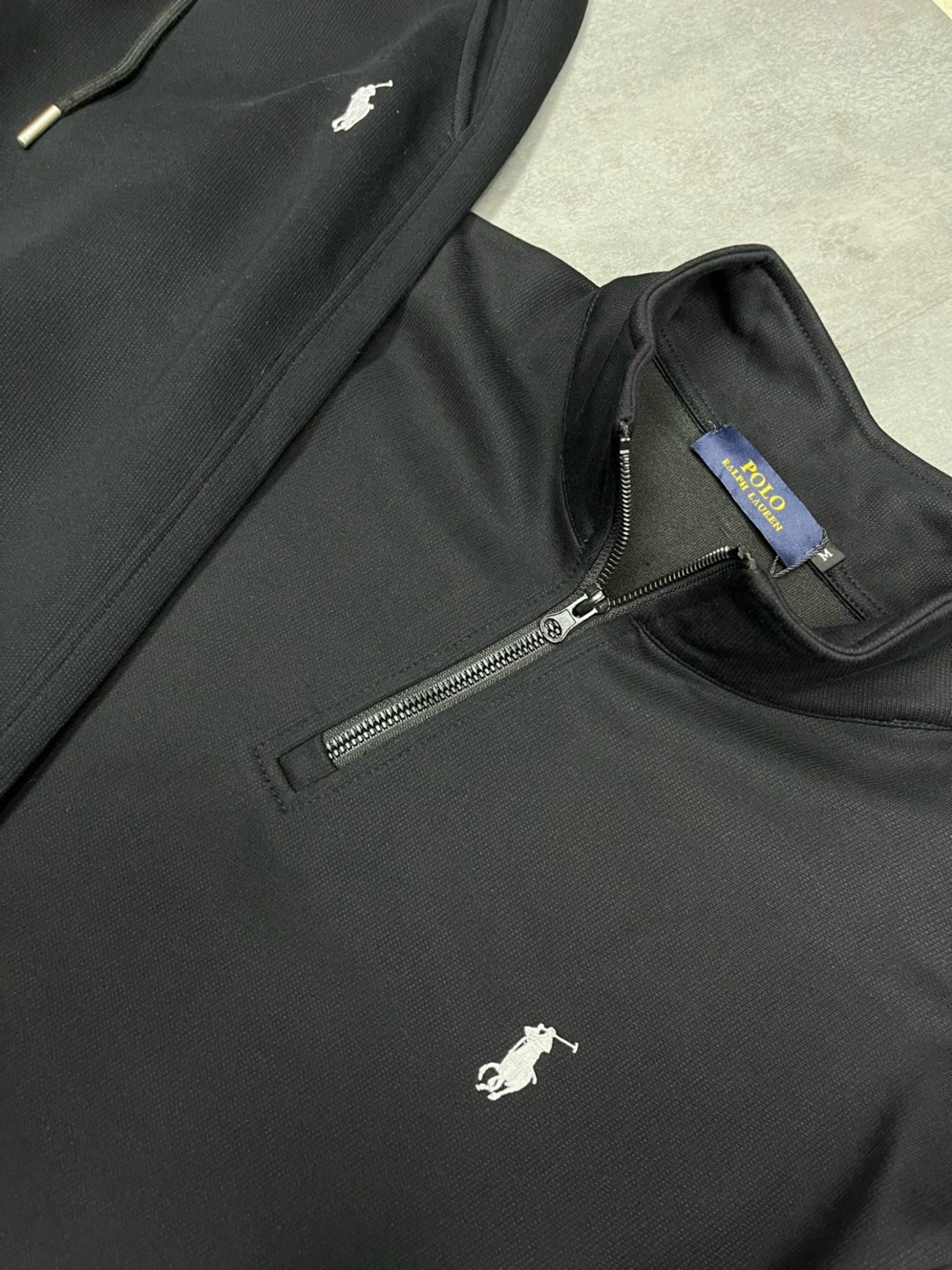 джемпер ralph lauren,чёрное худи поло ральф лорен,ralph lauren black quarter zip,свитшот поло ральф лорен черный,polo ralph lauren худи с молнией черный