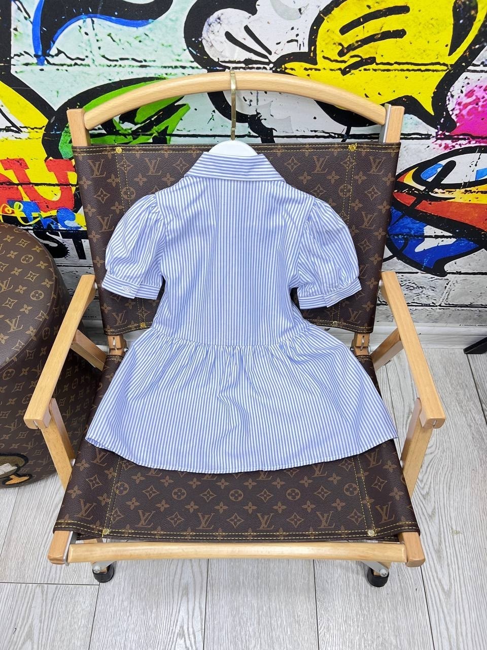 платье рубашка для девочки,голубое хлопковое платье в полоску для девочек от ralph lauren,для девочек платья,платья детские,платья для малышей