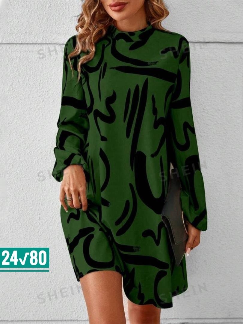 платье женское с рукавами,платье женской,платье,женское платье с принтом,модное платье