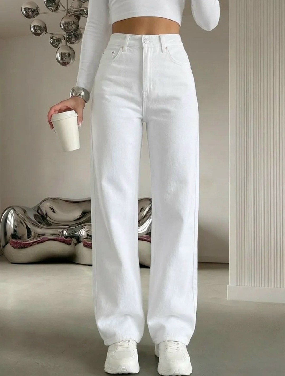 белые джинсы,джинсы женские белые,джинсы прямые трубы широкие jazzyclo 414542047,джинсы трубы женские,белые джинсы прямые