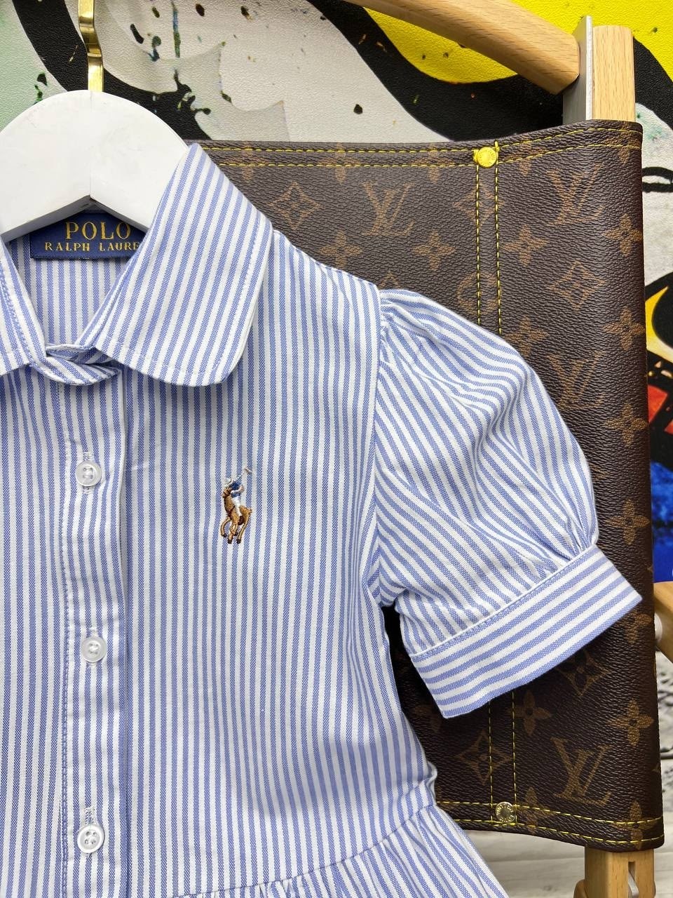 платье рубашка для девочки,голубое хлопковое платье в полоску для девочек от ralph lauren,для девочек платья,платья детские,платья для малышей