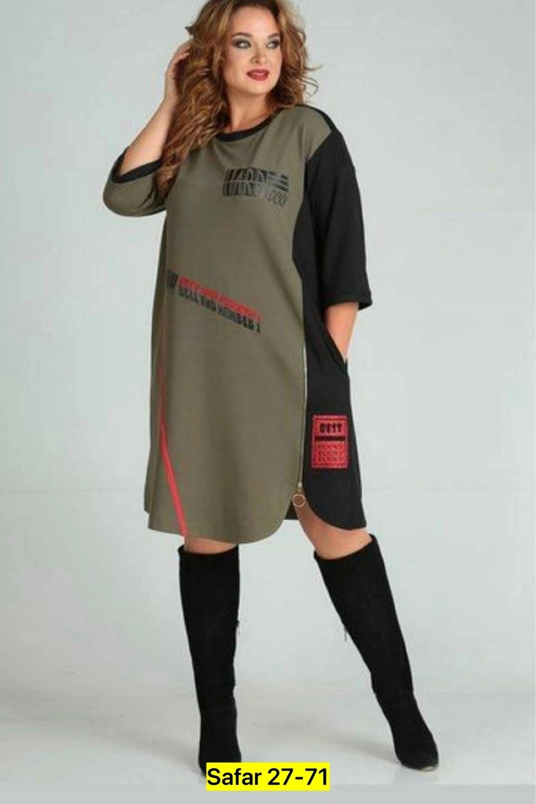 платье sandyna 13628 хаки,платье женской,платье sandyna 13628,платье комбинированное,платья большие размеры