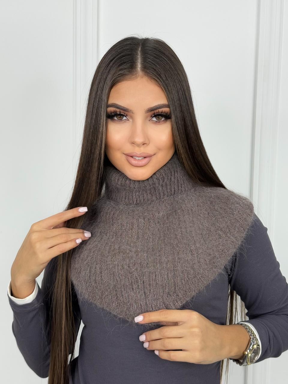 вязаная манишка,снуд женский,снуд,шарф снуд,манишка